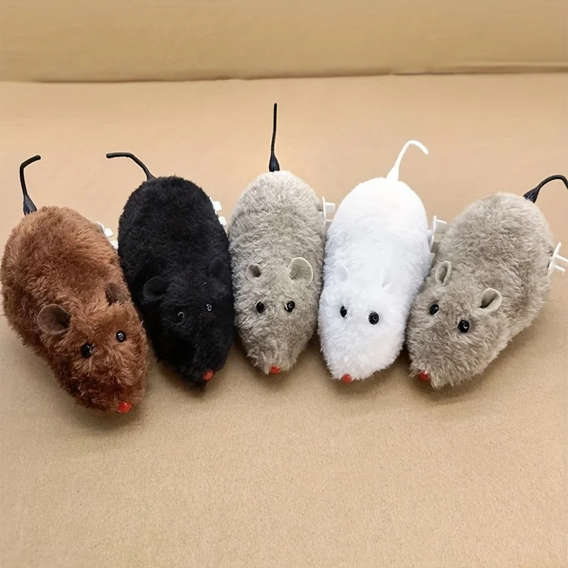 Plush Wind-Up Mouse for Cats Dogs Fun and Interactive