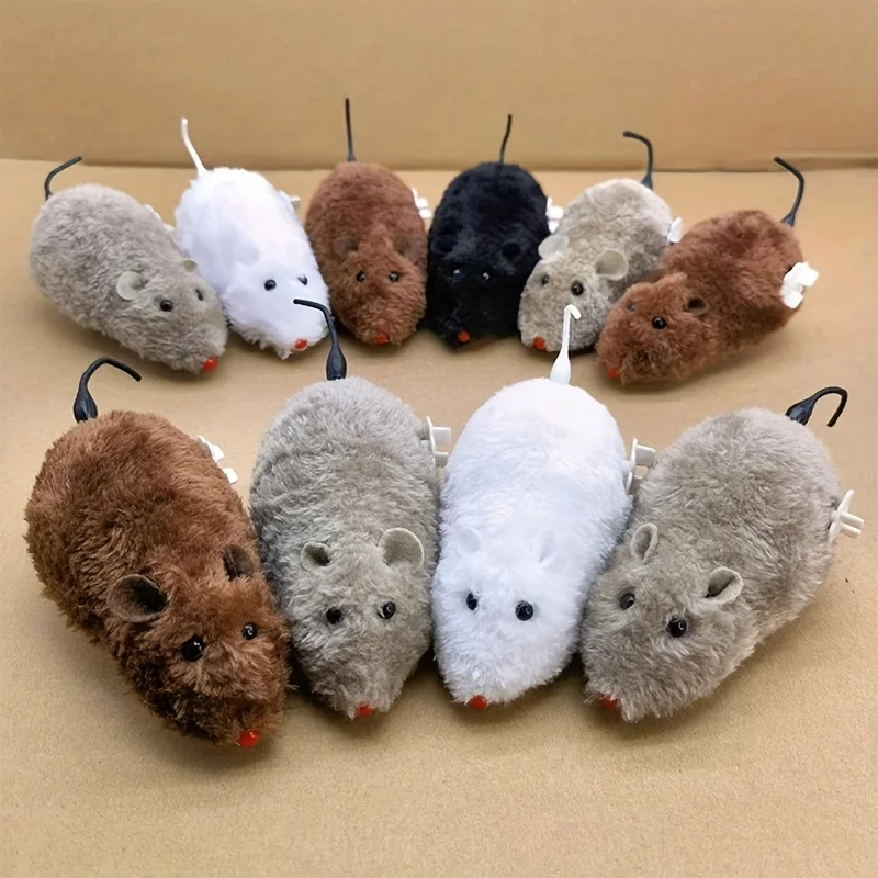 Plush Wind-Up Mouse for Cats Dogs Fun and Interactive